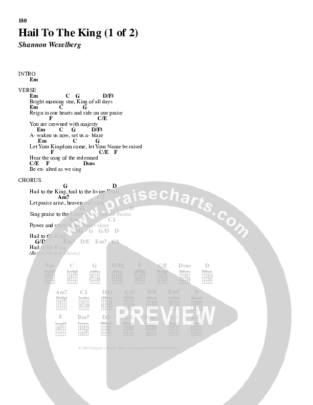 Hail To The King Chords PDF (Don Moen) PraiseCharts