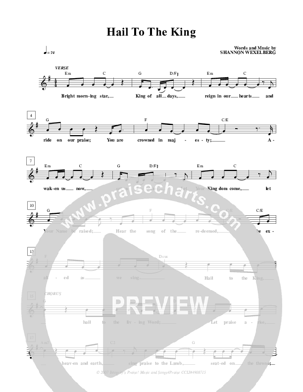 Hail To The King Lead Sheet (Don Moen)