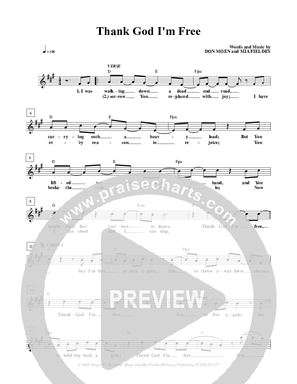 Thank God I'm Free Lead Sheet (Don Moen)