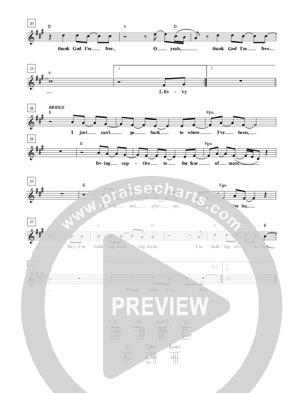 Thank God I'm Free Lead Sheet (Don Moen)
