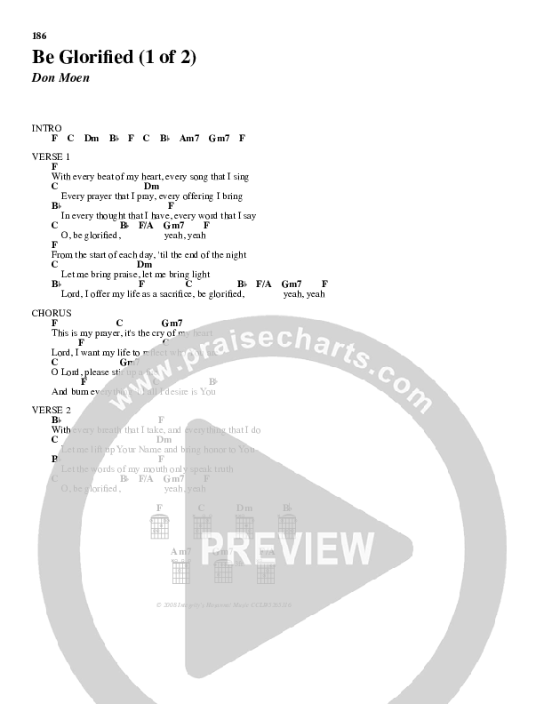 Be Glorified Chords & Lyrics (Don Moen)
