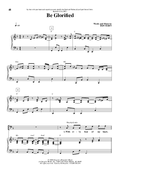 Be Glorified Piano/Vocal & Lead (Don Moen)