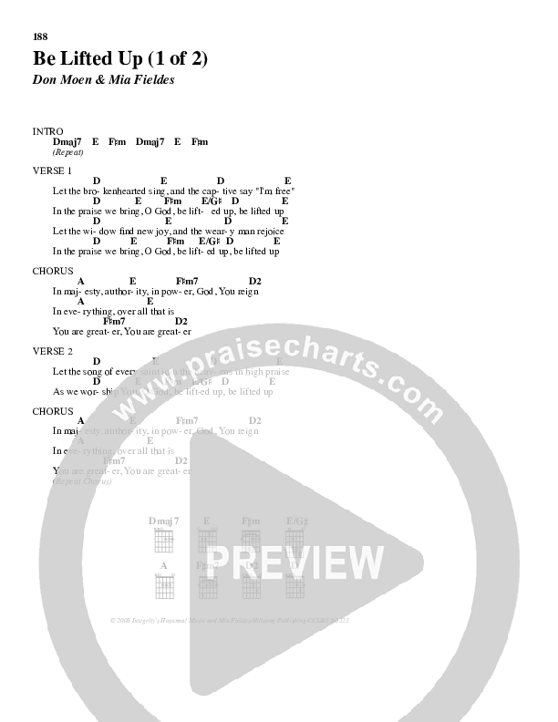 Be Lifted Up Chord Chart (Don Moen)