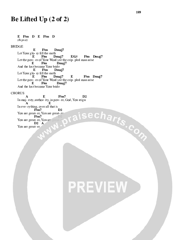 Be Lifted Up Chord Chart (Don Moen)