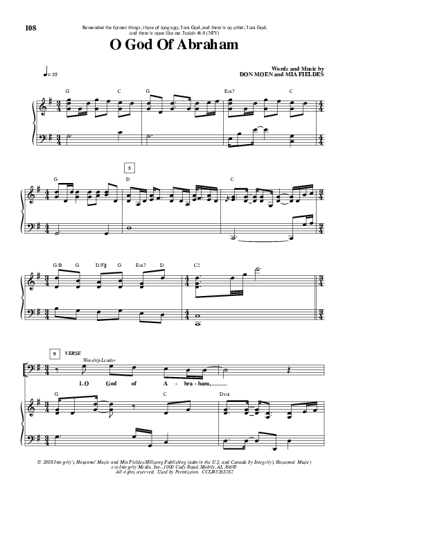 O God Of Abraham Lead & Piano (Don Moen)