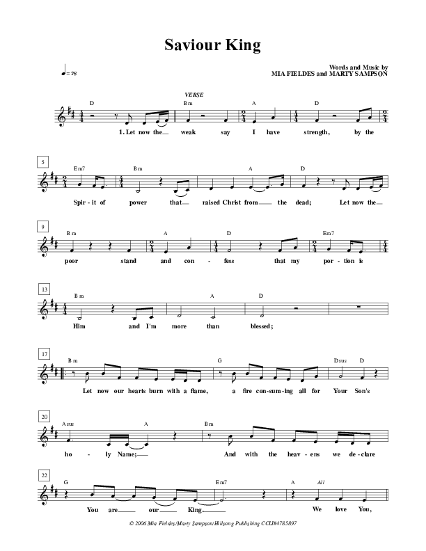 Saviour King Lead Sheet (Don Moen)