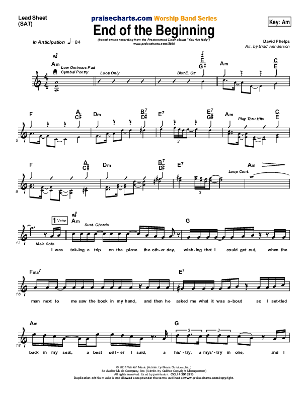 End Of The Beginning Lead (SAT) (Prestonwood Choir)