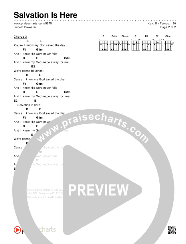 Salvation Is Here Chords & Lyrics (Lincoln Brewster)