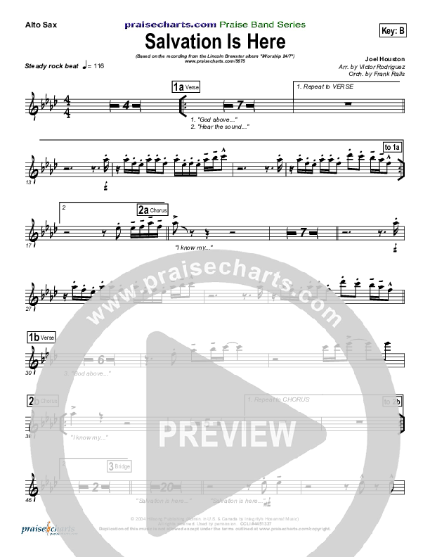 Salvation Is Here Alto Sax (Lincoln Brewster)