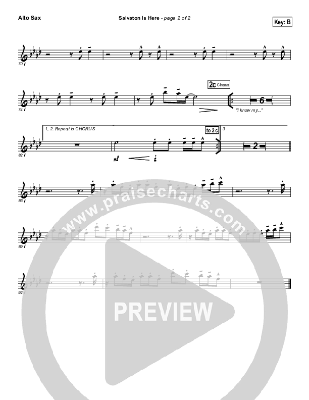 Salvation Is Here Alto Sax (Lincoln Brewster)