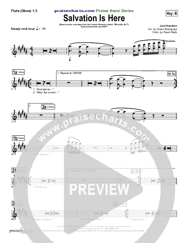 Salvation Is Here Flute/Oboe 1/2/3 (Lincoln Brewster)
