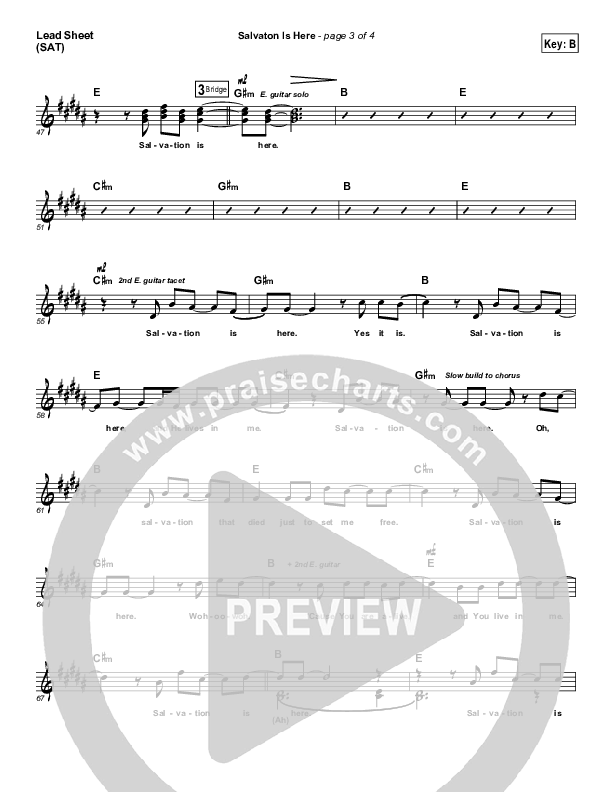 Salvation Is Here Lead Sheet (SAT) (Lincoln Brewster)