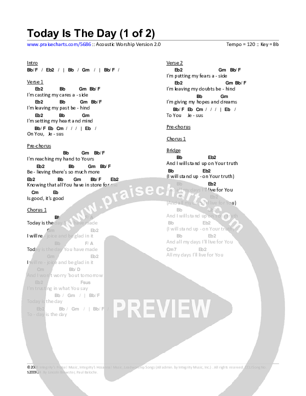 Today Is The Day Chords PDF (Toby Baxley) PraiseCharts