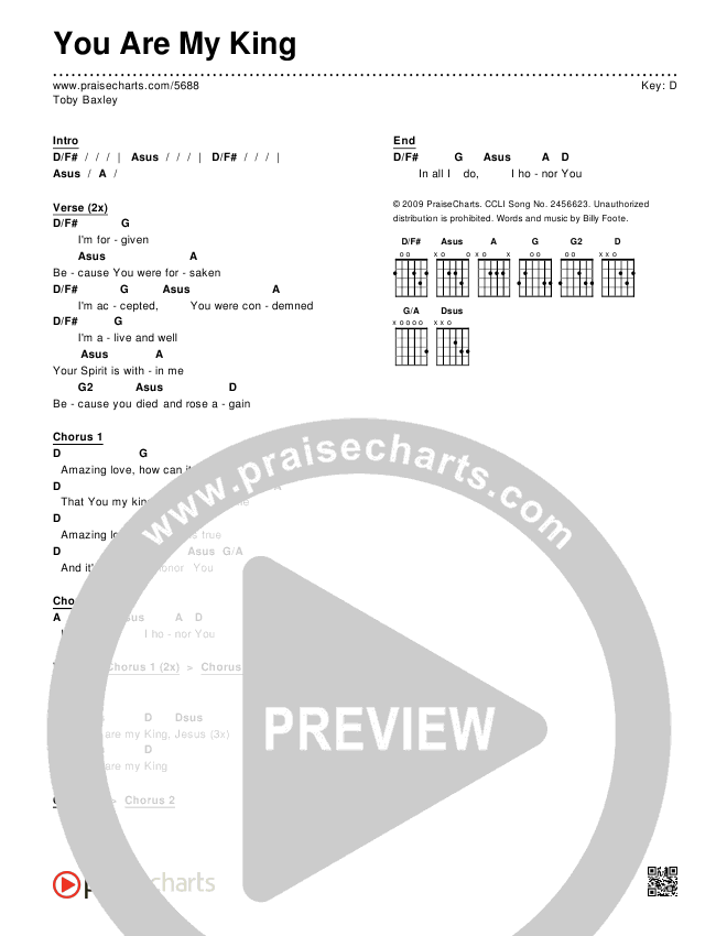 You Are My King (Amazing Love) Chords & Lyrics (Toby Baxley)