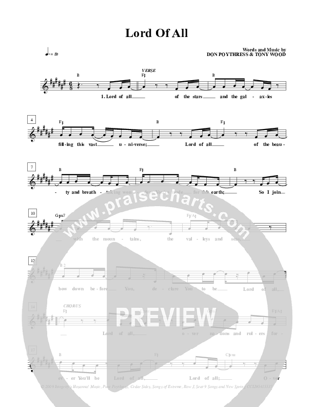 Lord Of All Lead Sheet (Don Poythress)