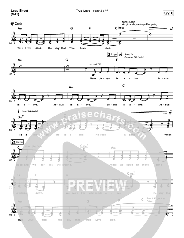 True Love Lead Sheet (SAT) (Phil Wickham)