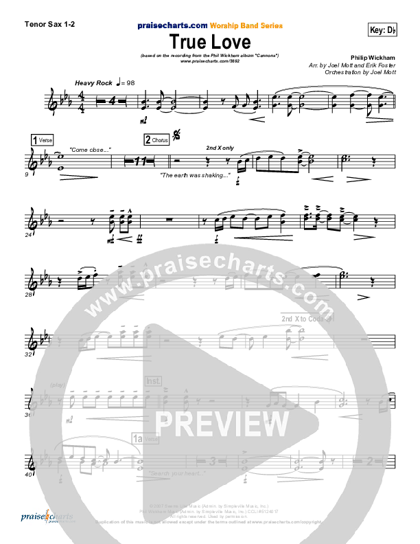True Love Tenor Sax 1/2 (Phil Wickham)