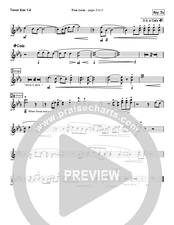 True Love Tenor Sax 1/2 (Phil Wickham)