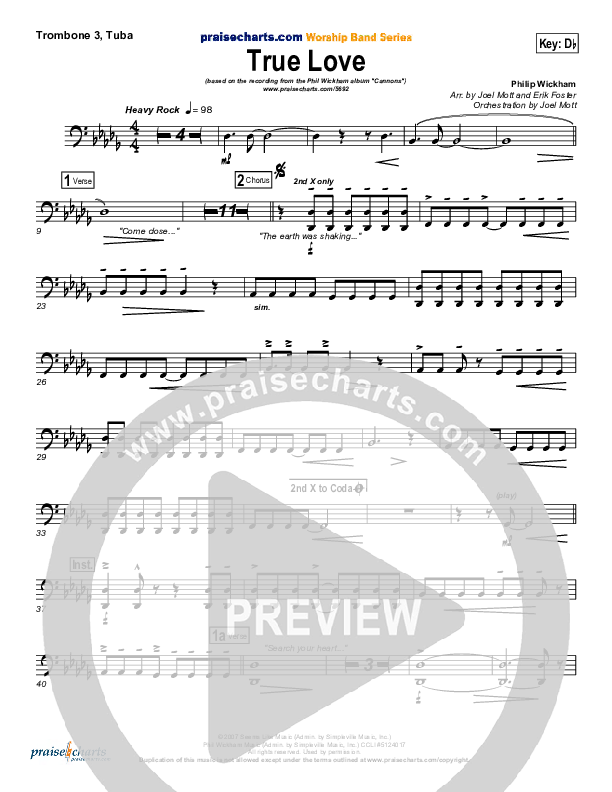 True Love Trombone 3/Tuba (Phil Wickham)