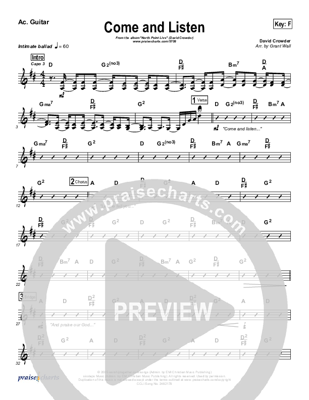 Come And Listen Rhythm Chart (David Crowder)