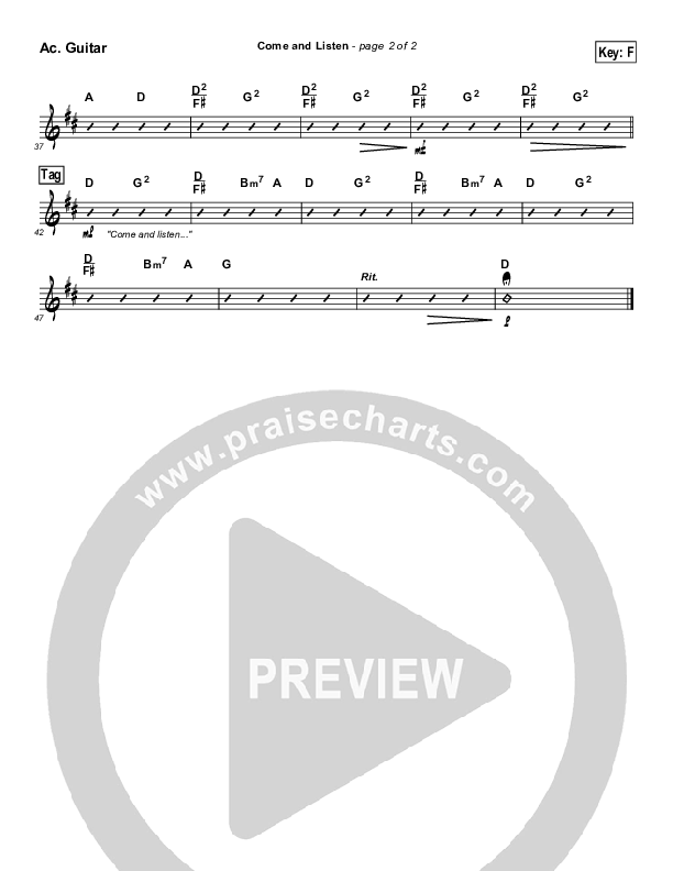 Come And Listen Acoustic Guitar (David Crowder)