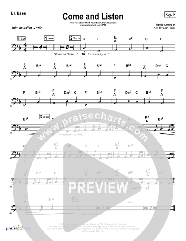 Come And Listen Bass Guitar (David Crowder)