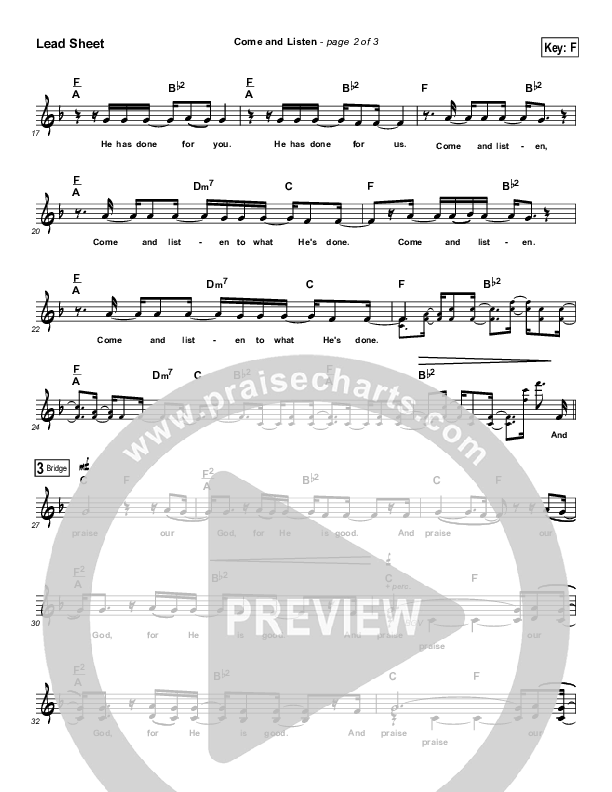 Come And Listen Lead Sheet (David Crowder)