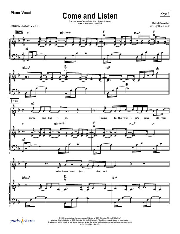 Come And Listen Piano/Vocal & Lead (David Crowder)