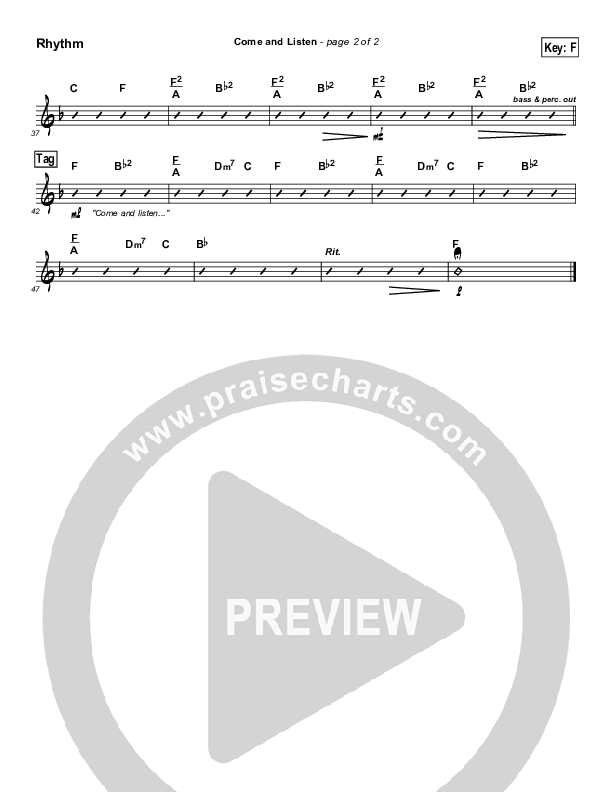 Come And Listen Rhythm Chart (David Crowder)