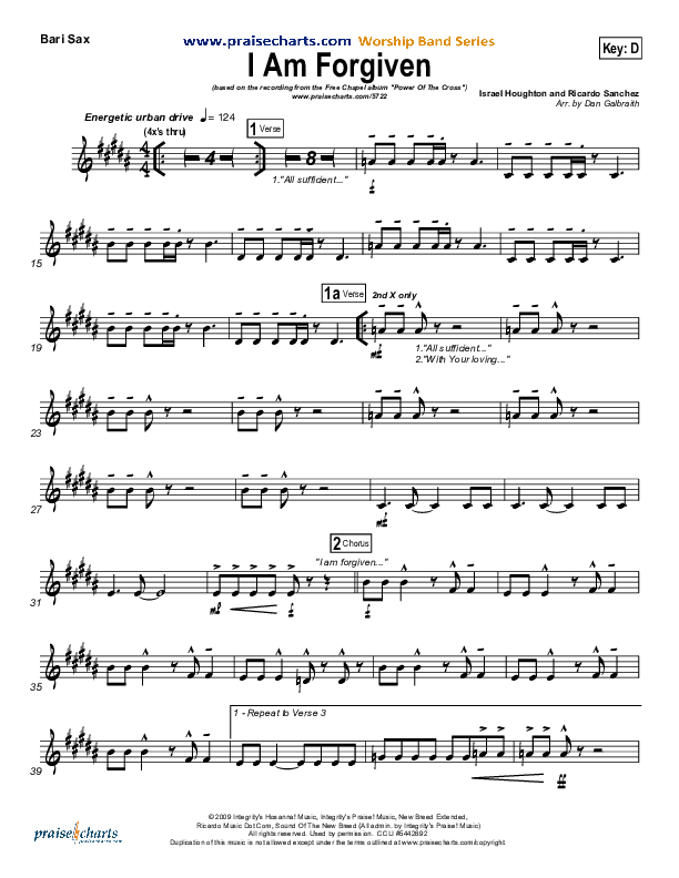 I Am Forgiven Bari Sax (Free Chapel)