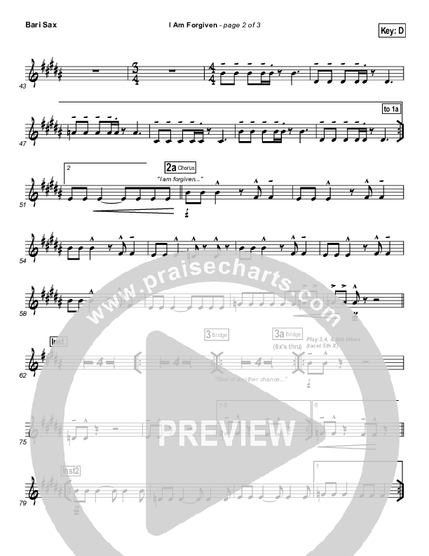 I Am Forgiven Bari Sax (Free Chapel)