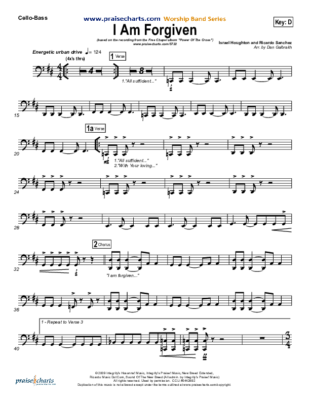 I Am Forgiven Cello/Bass (Free Chapel)