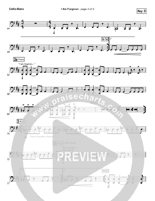 I Am Forgiven Cello/Bass (Free Chapel)