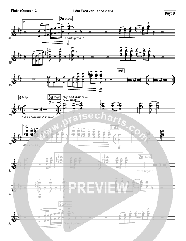 I Am Forgiven Flute/Oboe 1/2/3 (Free Chapel)