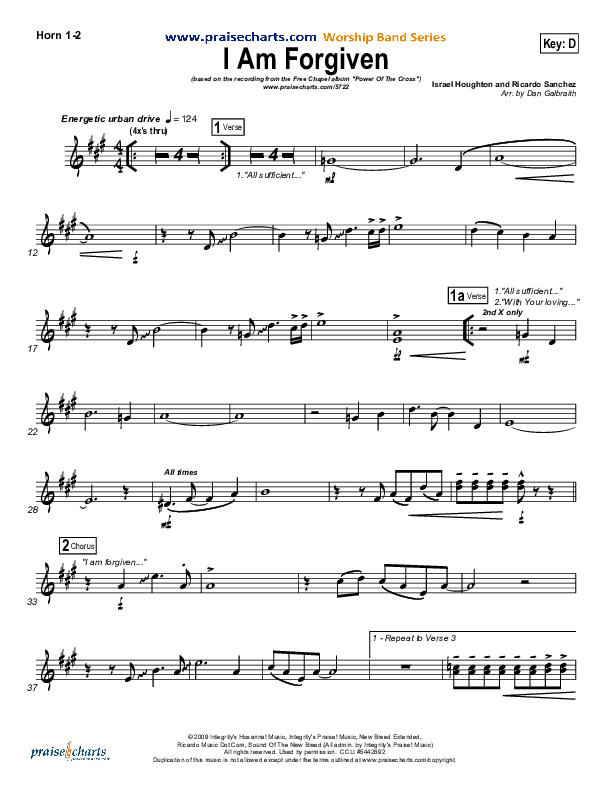 I Am Forgiven French Horn 1/2 (Free Chapel)