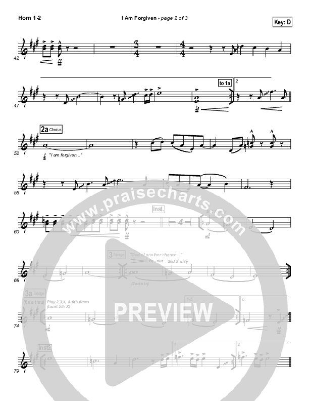 I Am Forgiven French Horn 1/2 (Free Chapel)