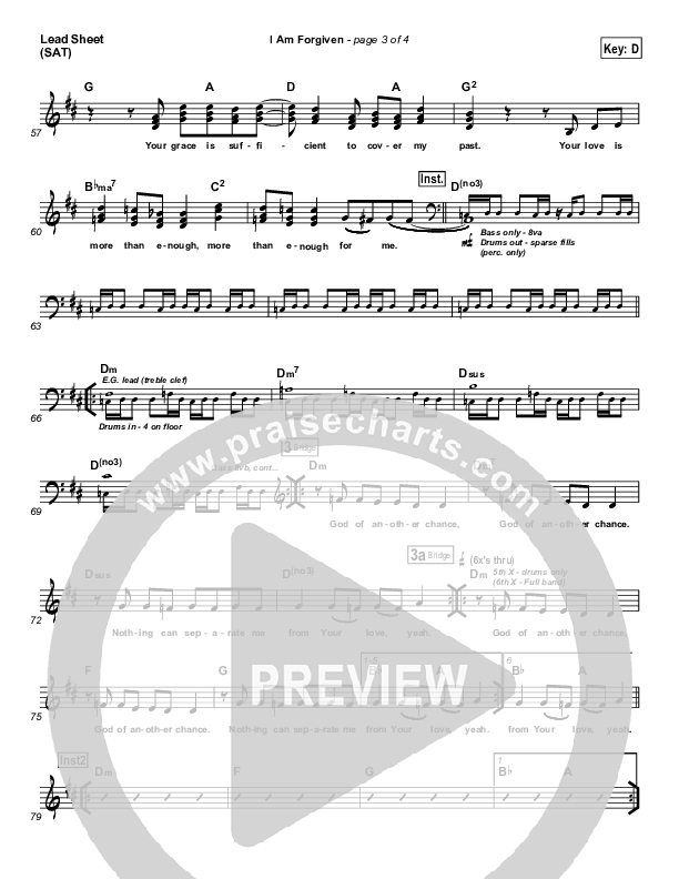 I Am Forgiven Lead Sheet (SAT) (Free Chapel)