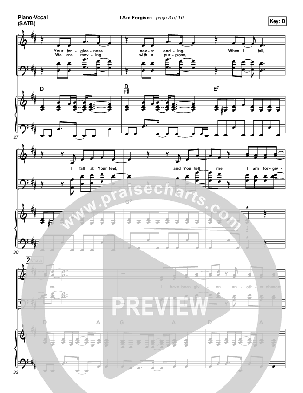 I Am Forgiven Piano/Vocal (SATB) (Free Chapel)