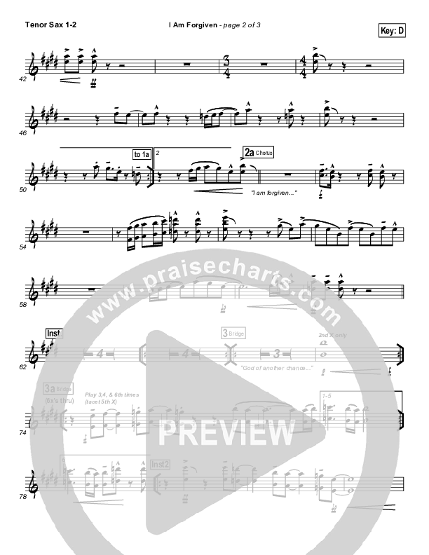 I Am Forgiven Tenor Sax 1/2 (Free Chapel)