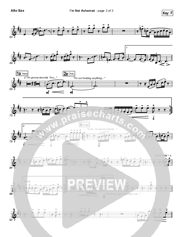 I'm Not Ashamed Alto Sax (Free Chapel)