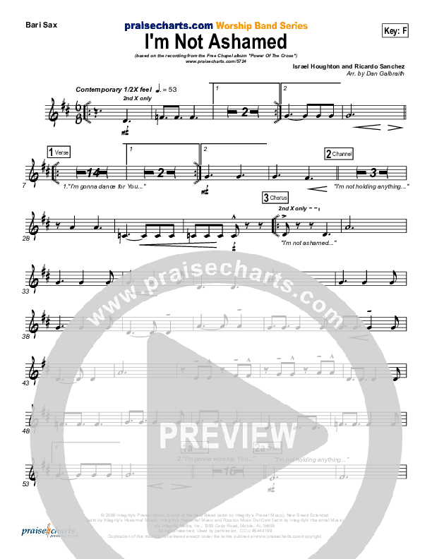 I'm Not Ashamed Bari Sax (Free Chapel)