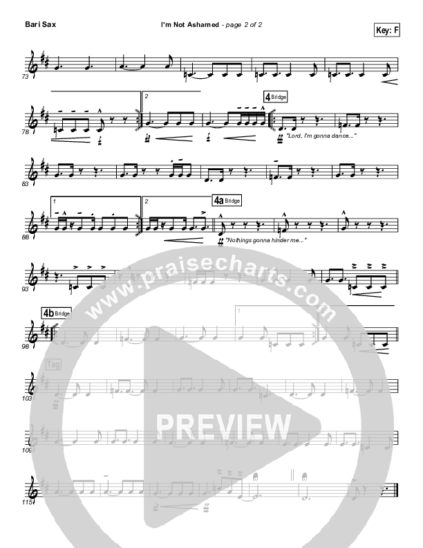 I'm Not Ashamed Bari Sax (Free Chapel)