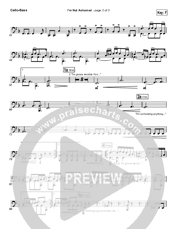 I'm Not Ashamed Cello/Bass (Free Chapel)