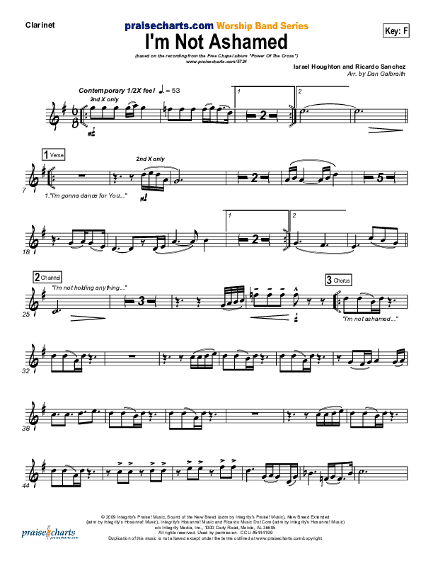 I'm Not Ashamed Clarinet (Free Chapel)
