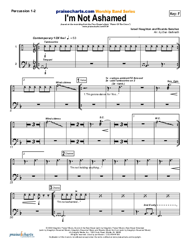 I'm Not Ashamed Percussion 1/2 (Free Chapel)