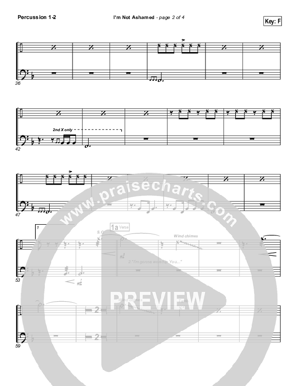 I'm Not Ashamed Percussion 1/2 (Free Chapel)