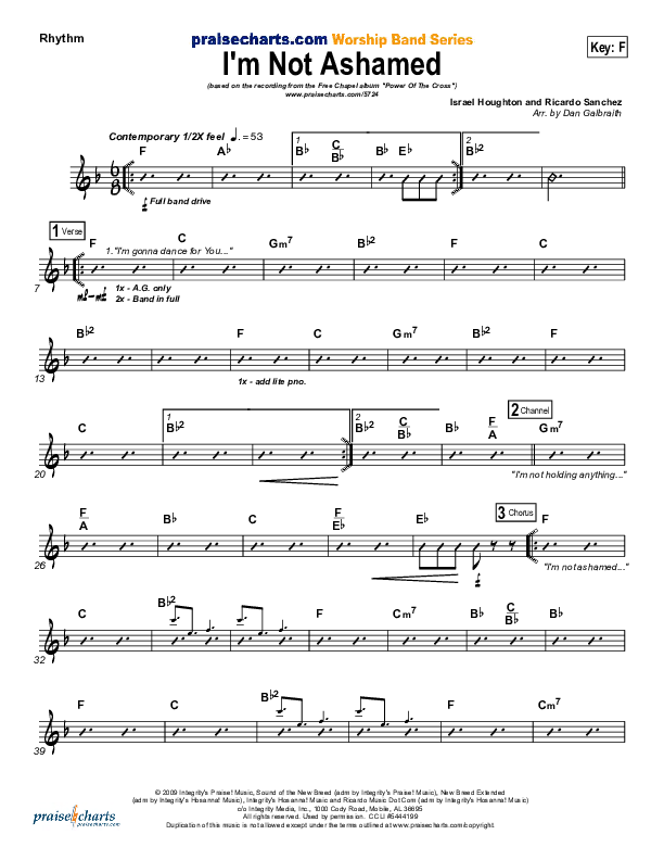 I'm Not Ashamed Rhythm Chart (Free Chapel)