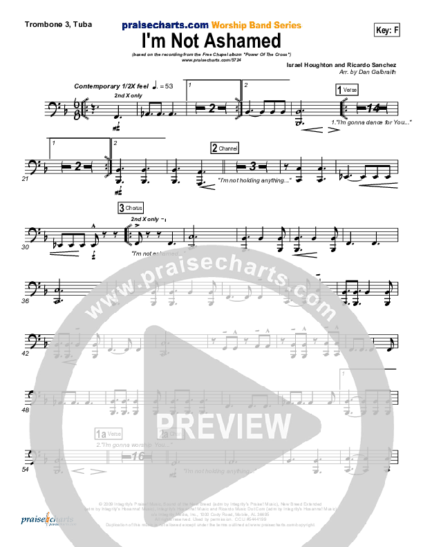 I'm Not Ashamed Trombone 3/Tuba (Free Chapel)