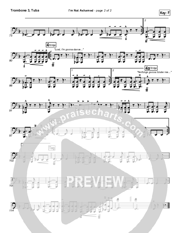 I'm Not Ashamed Trombone 3/Tuba (Free Chapel)