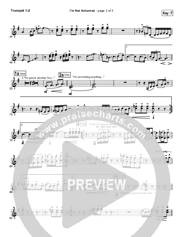 I'm Not Ashamed Trumpet 1,2 (Free Chapel)